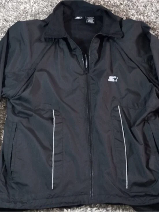Mens STARTER Black Windbreaker Jacket Size S - Picture 1 of 7